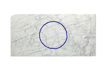 Tafelblad rond van Calacatta Zeta marmer op maat voor woonkamer of entree 90x90 cm