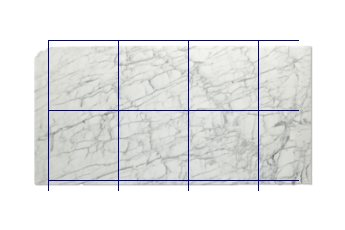 Losas 370x70 cm de Calacatta Zeta marmol a medida para cocina