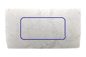 Tafelblad met afgeronde hoeken van Statuarietto Venato marmer op maat voor woonkamer of entree 180x90 cm