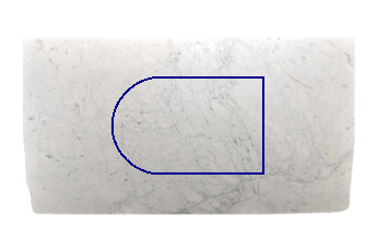 Tafelblad halfrond van Statuarietto Venato marmer op maat voor tafelblad 140x90 cm