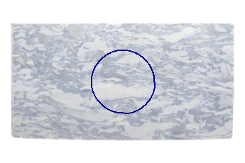 Tafelblad rond van Calacatta Blue marmer op maat voor tafelblad 90x90 cm