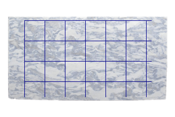 Tegels 40x40 cm van Calacatta Blue marmer op maat voor wandbekleding