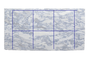 Tegels 80x80 cm van Calacatta Blue marmer op maat voor keuken