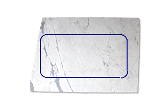 Mesa, esquinas redondeadas de Statuarietto Venato marmol a medida para living o entrada 180x90 cm