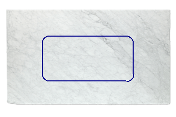 Tafelblad met afgeronde hoeken van Bianco Carrara marmer op maat voor woonkamer of entree 180x90 cm