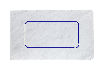 Tafelblad met afgeronde hoeken van Bianco Carrara marmer op maat voor tafelblad 180x90 cm