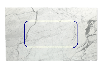 Table, round corners made of Statuario Venato marble cut to size for living or entrance hall 180x90 cm