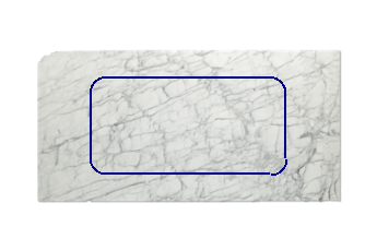 Table, coins arrondis de Calacatta Zeta marbre sur mesure pour salon ou entrée 180x90 cm