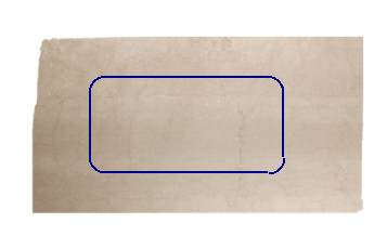 Tafelblad met afgeronde hoeken van Botticino Classico marmer op maat voor woonkamer of entree 180x90 cm