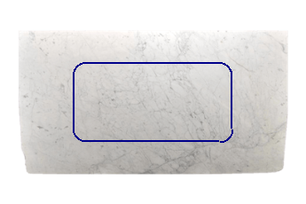 Mesa, esquinas redondeadas de Statuarietto Venato marmol a medida para living o entrada 180x90 cm