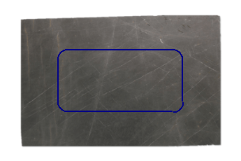 Table, round corners made of Pietra Grey marble cut to size for table top 180x90 cm