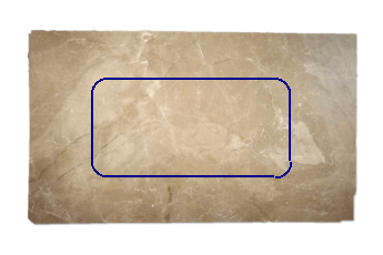 Tafelblad met afgeronde hoeken van Emperador Light marmer op maat voor woonkamer of entree 180x90 cm