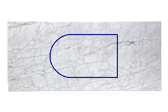 Mesa, media vuelta de Calacatta Zeta marmol a medida para mesa 140x90 cm