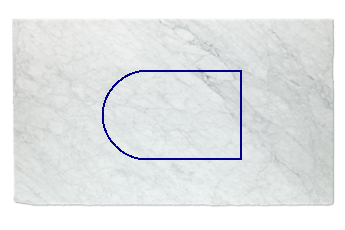 Tischplatte, halbrund aus Bianco Carrara Marmor nach Mass für Wohnzimmer oder Eingang 140x90 cm