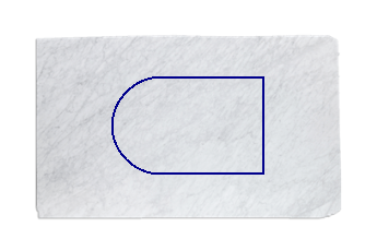 Tafelblad halfrond van Bianco Carrara marmer op maat voor tafelblad 140x90 cm