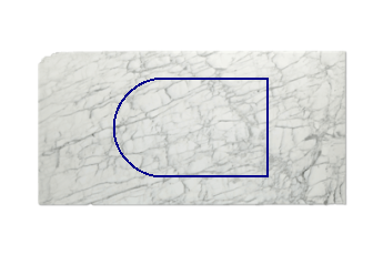 Table top, half round made of Calacatta Zeta marble cut to size for table top 140x90 cm