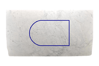 Table top, half round made of Statuarietto Venato marble cut to size for table top 140x90 cm