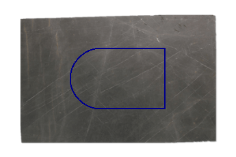 Table top, half round made of Pietra Grey marble cut to size for living or entrance hall 140x90 cm