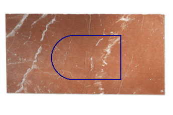 Tischplatte, halbrund aus Rojo Alicante Marmor nach Mass für Wohnzimmer oder Eingang 140x90 cm
