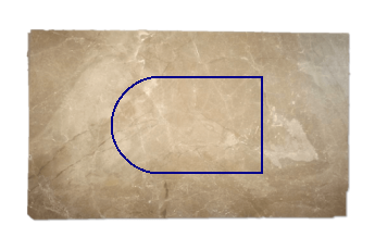 Tavola, mezzo ronda di Emperador Light marmo su misura per soggiorno o ingresso 140x90 cm