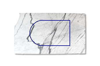 Tavola, mezzo ronda di Statuario Venato marmo su misura per soggiorno o ingresso 140x90 cm