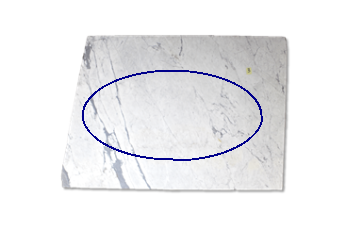 Tischplatte, ellipse aus Statuarietto Venato Marmor nach Mass für Wohnzimmer oder Eingang 180x90 cm