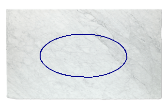 Table top, ellipse made of Bianco Carrara marble cut to size for table top 180x90 cm