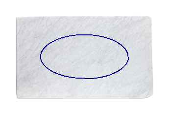 Table top, ellipse made of Bianco Carrara marble cut to size for living or entrance hall 180x90 cm