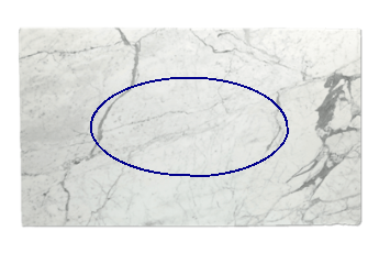 Tavola, ellisse di Statuario Venato marmo su misura per soggiorno o ingresso 180x90 cm