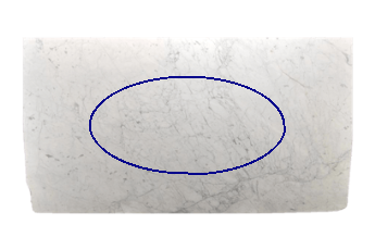 Mesa, elipse de Statuarietto Venato marmol a medida para living o entrada 180x90 cm