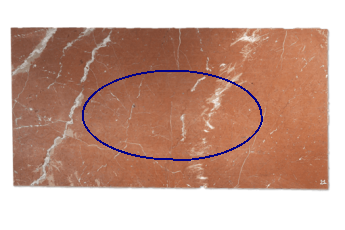 Tavola, ellisse di Rosso Alicante marmo su misura per soggiorno o ingresso 180x90 cm