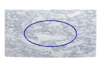 Table top, ellipse made of Calacatta Blue marble cut to size for table top 180x90 cm