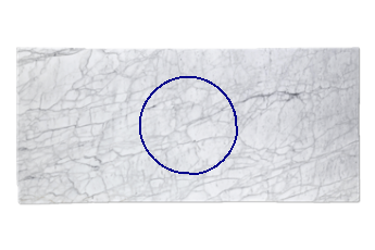 Tafelblad rond van Calacatta Zeta marmer op maat voor woonkamer of entree 90x90 cm