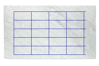 Dalles 61x30.5 cm de Blanc Carrare marbre sur mesure pour salon ou entrée