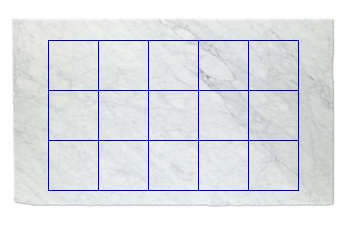 Dalles 50x50 cm de Blanc Carrare marbre sur mesure pour salon ou entrée