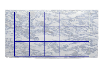 Tiles 50x50 cm made of Calacatta Blue marble cut to size for kitchen