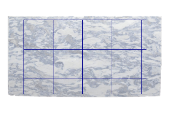 Tegels 60x60 cm van Calacatta Blue marmer op maat voor wandbekleding