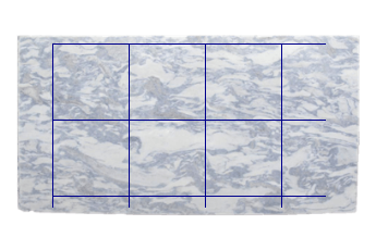 Tegels 70x70 cm van Calacatta Blue marmer op maat voor woonkamer of entree