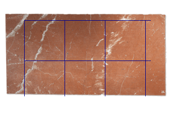 Dalles 80x80 cm de Rouge Alicante marbre sur mesure pour salon ou entrée