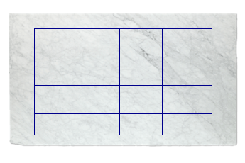 Dalles 60x40 cm de Blanc Carrare marbre sur mesure pour salon ou entrée