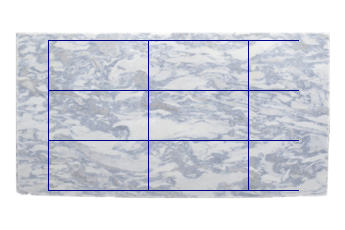 Tiles 100x50 cm made of Calacatta Blue marble cut to size for kitchen