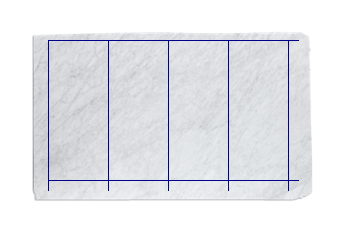 Open boek paneel van Bianco Carrara marmer op maat voor badkamer